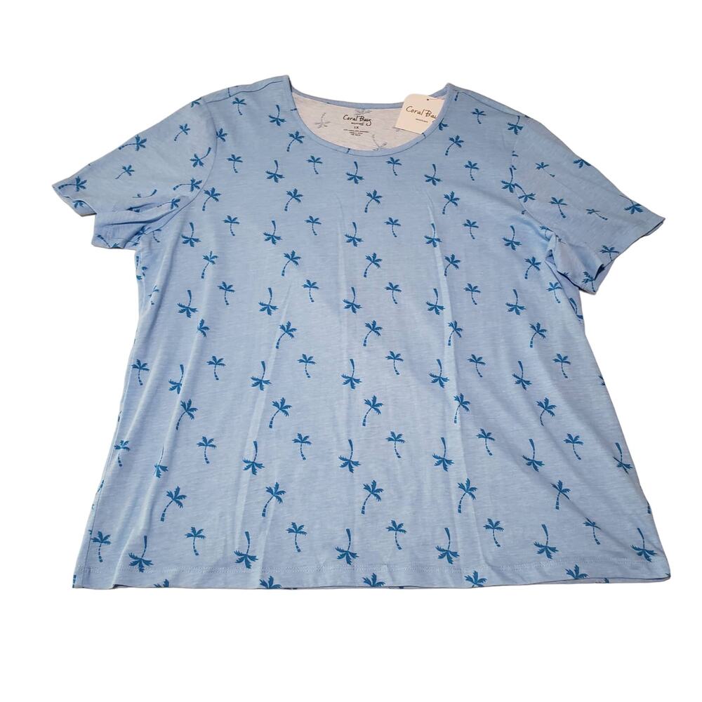 Coral Bay Blue Palm Tree Short Sleeve Shirt - Size 1X BNWT